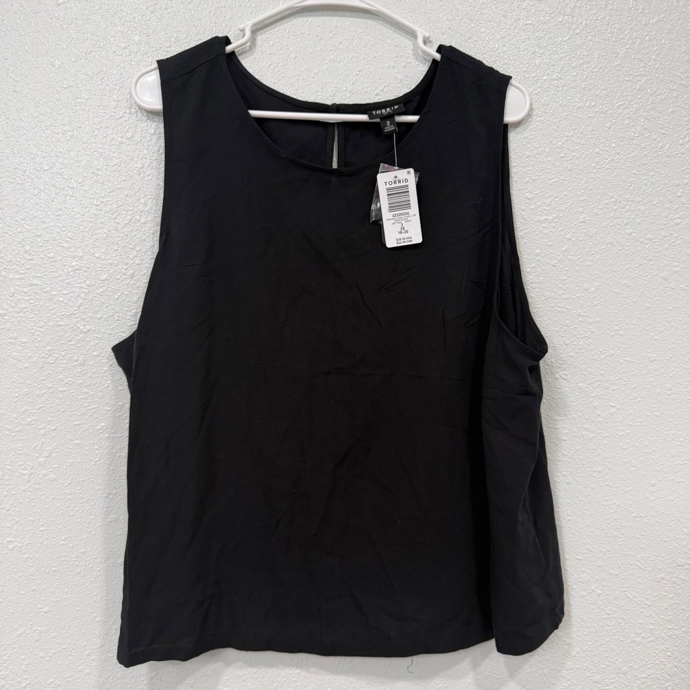 Torrid Womens Black Sleeveless Keyhole Back Viscose Lyocell Tank Top Size 2 2X